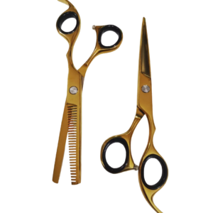 Barber and  thinning scissors gold colour,  J1-410c
