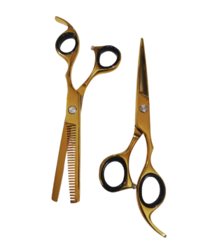 Barber and  thinning scissors gold colour,  J1-410c